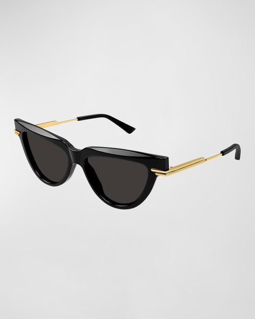 Bottega Veneta Black Logo Metal Alloy & Acetate Cat-eye Sunglasses