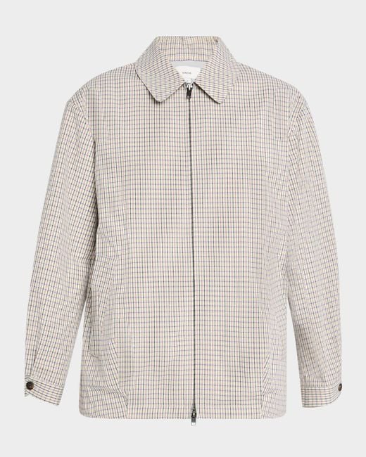 Vince White Oversized Gardeners Check Bomber Jacket