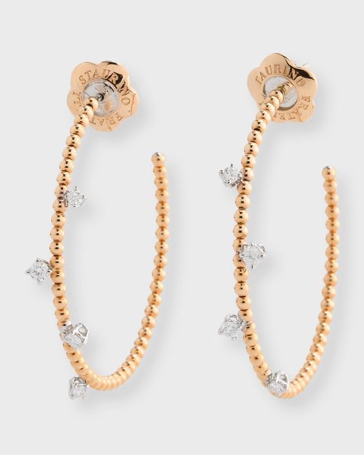 Staurino Metallic 18k Rose Gold La Vuleta Diamond Hoop Earrings