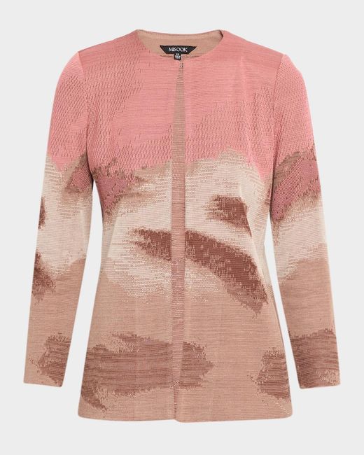 Misook Pink Heritage-Fit Landscape Pattern Knit Jacket