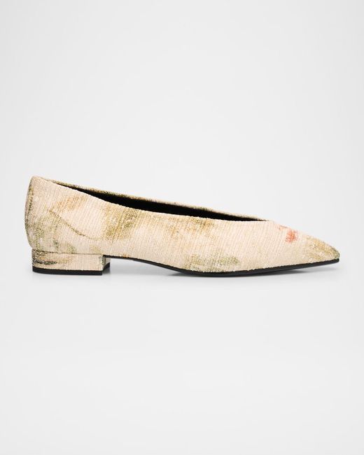 Loro Piana White Rebecca Linen Ballerina Flats