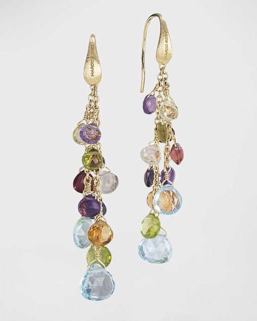 Marco Bicego White 18k Yellow Gold Paradise Multi-drop Earrings With Mixed Gems