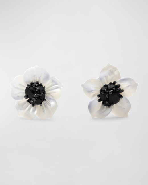 Stephen Dweck Multicolor Mother-of-pearl Flower Earrings With Black Spinel