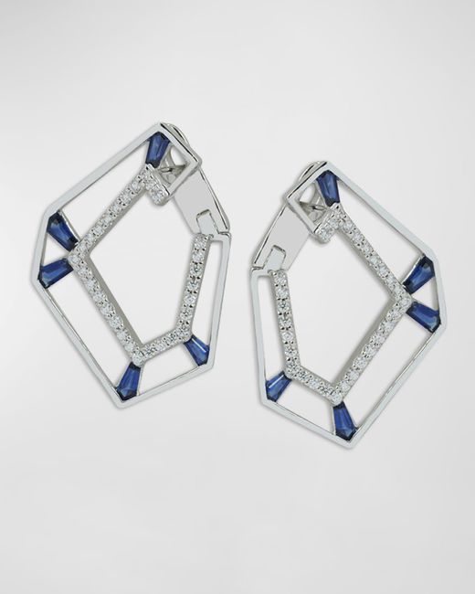 Kavant & Sharart Blue 18k White Gold Sapphire And Diamond Angular Earrings