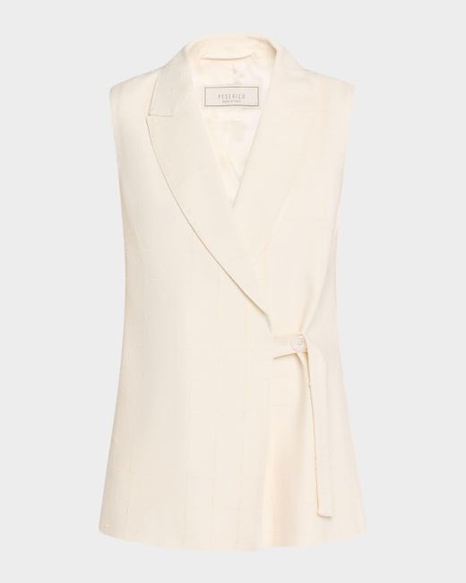 Peserico Natural Single-Button Grid Textured Vest