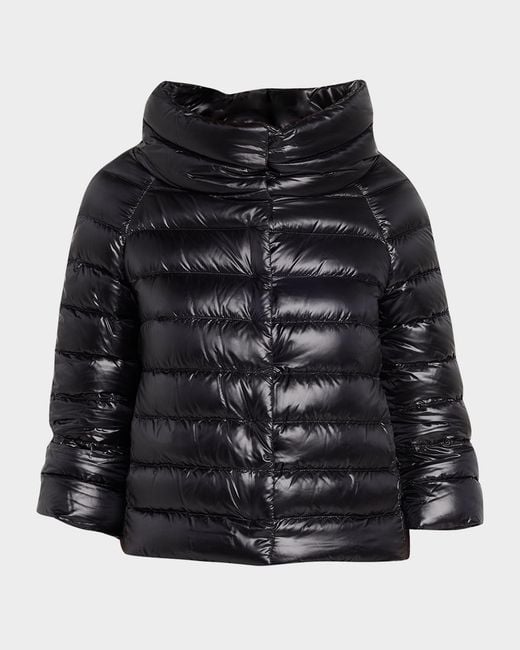 Herno Black Sofia Ultra-Lightweight Down Bolero Jacket