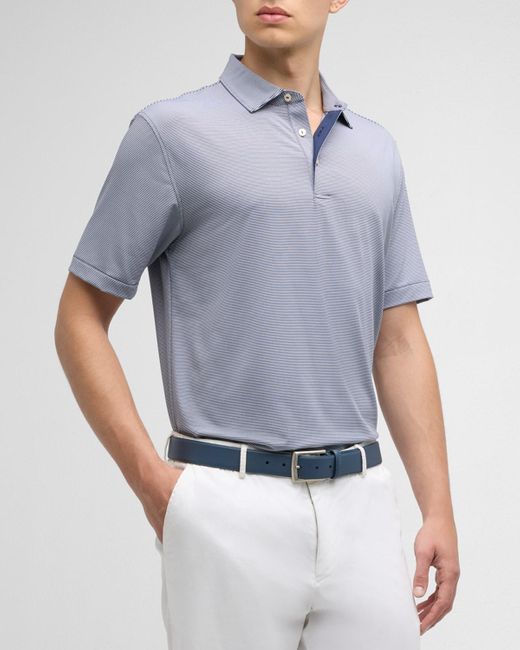 Peter Millar Blue Jubilee Stripe Stretch-Jersey Polo Shirt for men