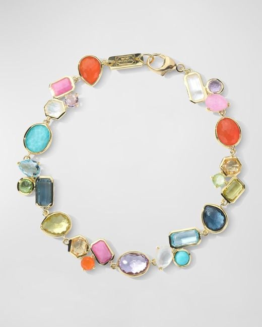 Ippolita Multicolor 18k Rock Candy Stone Cluster Flexible Bracelet In Summer Rainbow