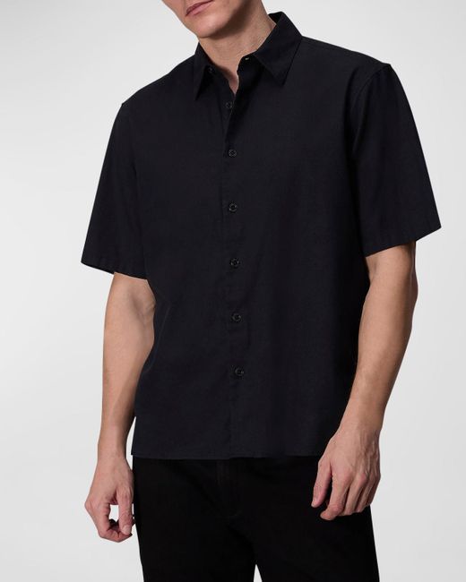 Rag & Bone Black Dalton Cotton-Hemp Sport Shirt for men