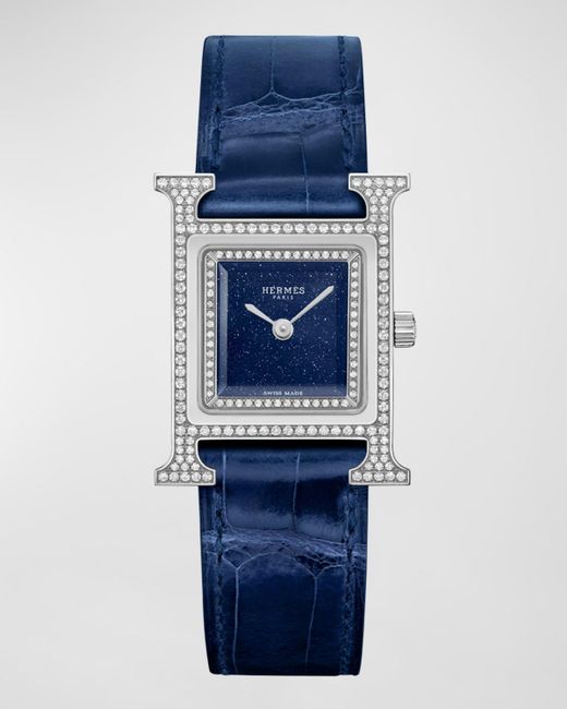 Hermès Blue Heure H Watch, Small Model, 25 Mm