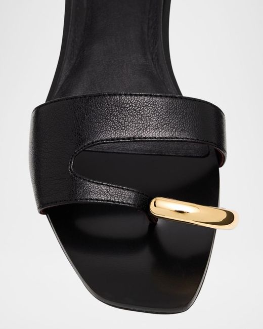 Tory Burch Multicolor Pierced Leather Toe Ring Flat Sandals