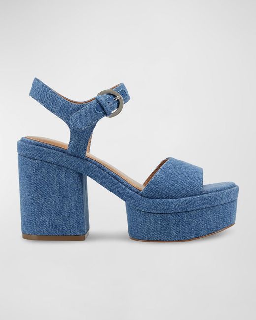 Marc Fisher Blue Normi Ankle-strap Platform Sandals