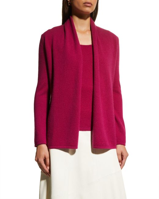 Neiman Marcus Red Open-Front Cashmere Cardigan