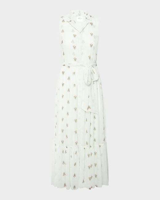 MISA Los Angles White Thebez Ruffled High-Neck Midi Dress