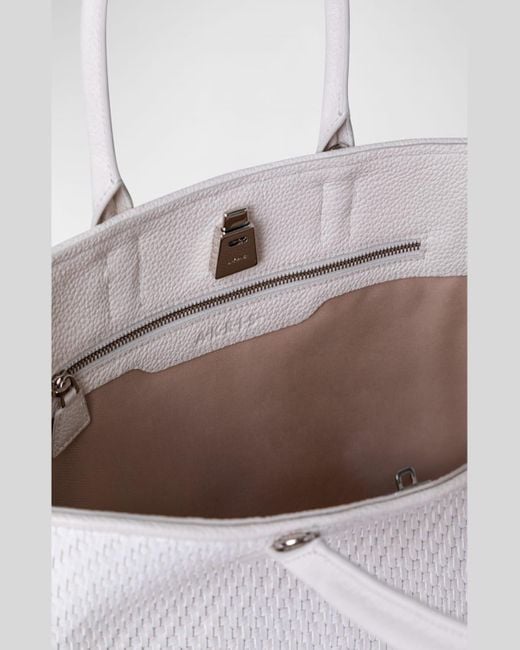 Akris White Ai Small Braided Leather Top-Handle Bag
