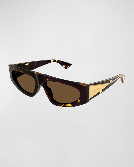 Bottega Veneta Multicolor Engraved Logo Acetate Rectangle Sunglasses