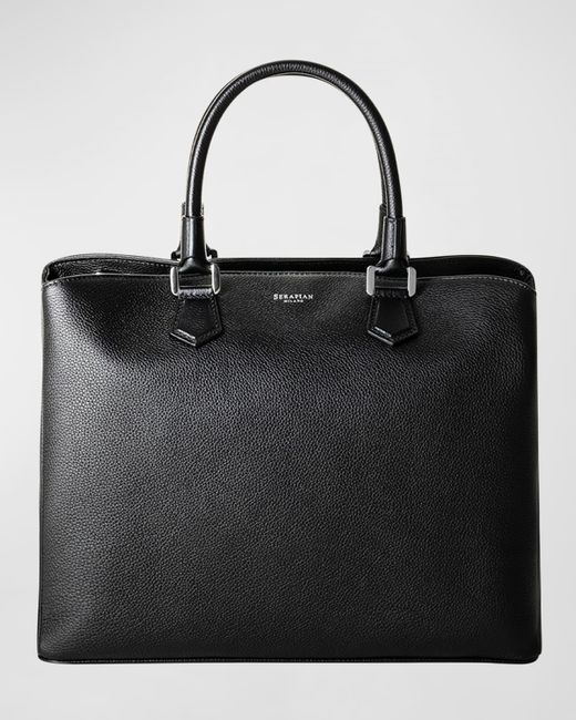 Serapian Black Luna Leather Top-handle Bag