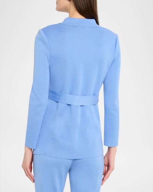Misook Blue Belted Wrap-Front Knit Jacket