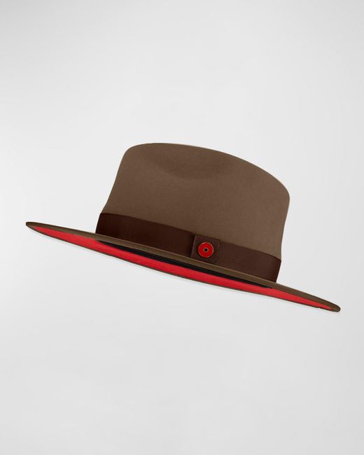 Keith James Brown Queen-Brim Wool Fedora Hat for men