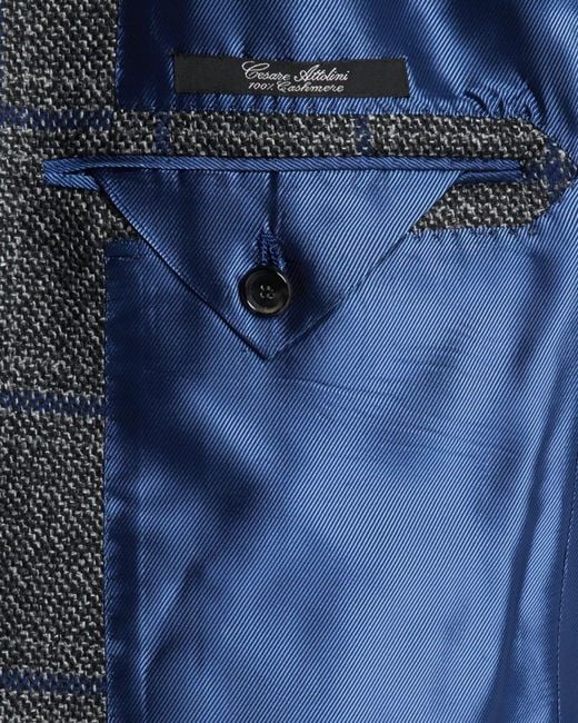 Cesare Attolini Blue Apos;S Windowpane Wool Two-Button Jacket for men