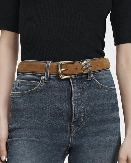 Veronica Beard White Arch Suede Belt
