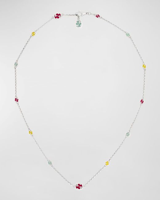 Gucci White Interlocking G Necklace With Multicolor Enamel