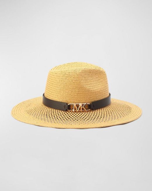 Michael Kors Metallic Open Weave Straw Fedora