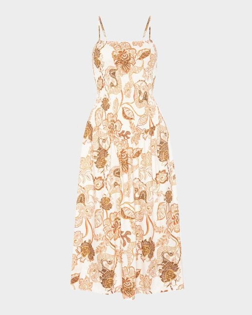 MISA Los Angles Natural Roxie Drop-Waist Midi Dress