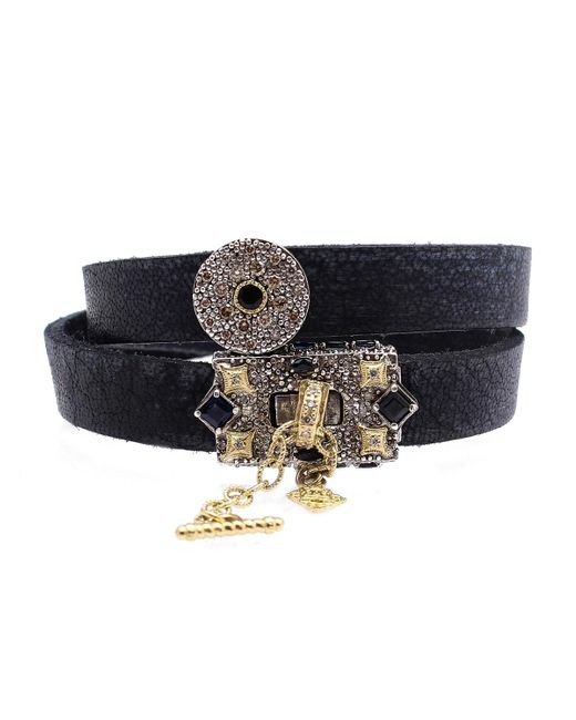 Armenta Black Old World Leather Double-wrap Bracelet