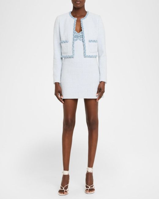 LoveShackFancy Blue Azula Tweed Jacket