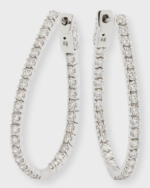 Cassidy Diamonds Gray 18k White Diamond Inside-out Oval Hoop Earrings