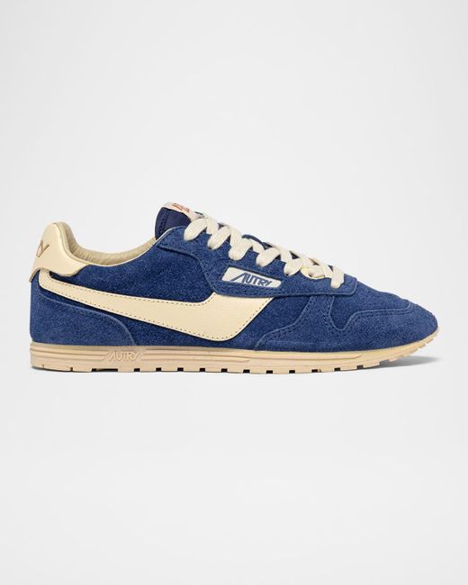 Autry Blue Windspin Retro Suede Low-Top Sneakers