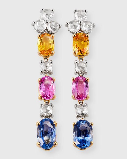 Andreoli Pink Sapphire Drop Earrings With Diamonds