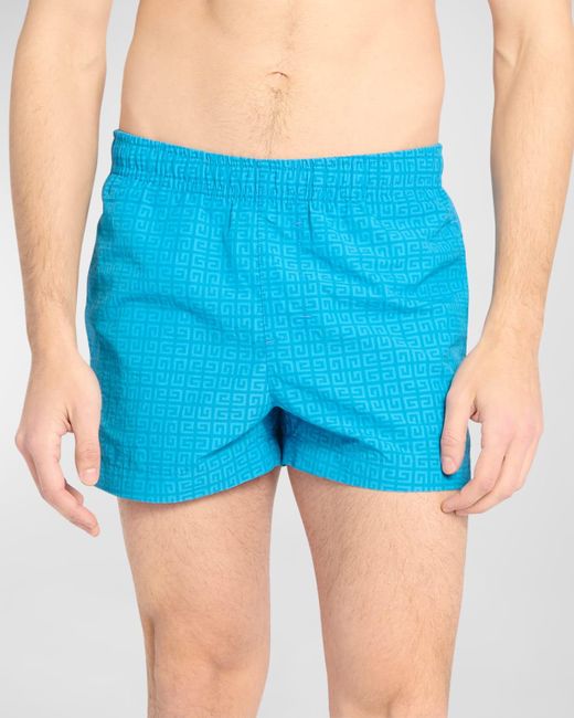 Givenchy Blue Long Logo Swim Shorts for men