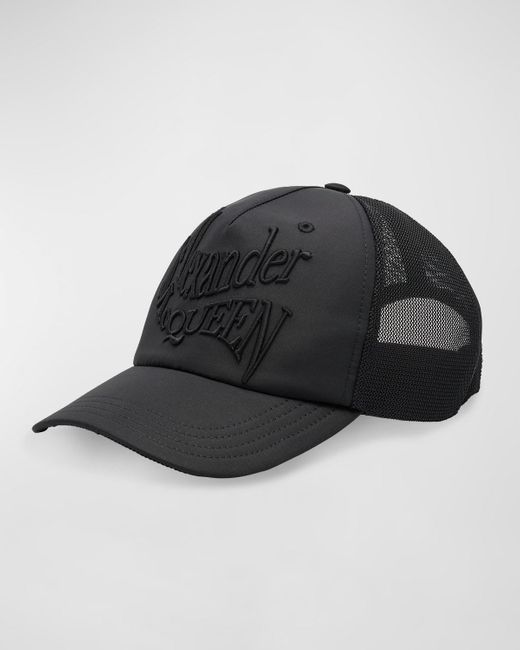Alexander McQueen Black Warped Logo Trucker Hat for men