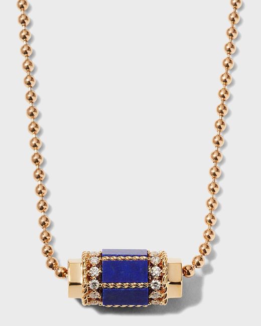 Roberto Coin Blue 18k Rose Gold Diamond & Lapis Pendant Necklace