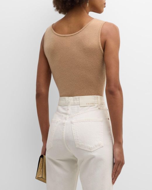 Neiman Marcus Natural Cashmere Basic Tank Top
