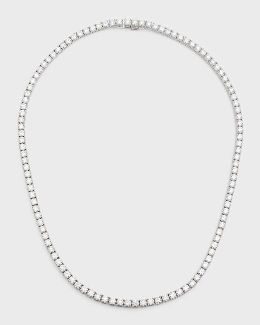 Neiman Marcus 18k White Gold Round Diamond Tennis Necklace, 22.4tcw