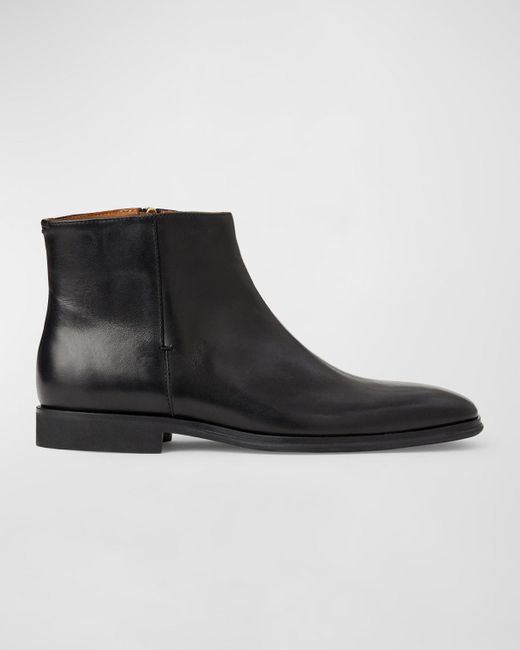 Bruno Magli Black Raging Leather Zip Ankle Boots for men
