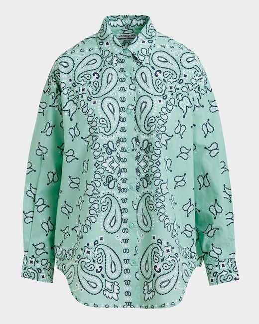 Essentiel Antwerp Blue Histende Bandana-Printed Cotton Shirt