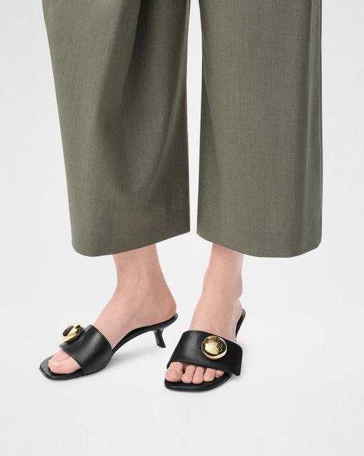 Loewe Black Pebble Leather Slide Sandals