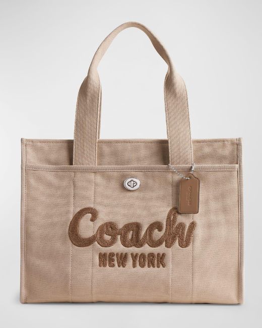 COACH Natural Logo Canvas Cargo Tote Bag