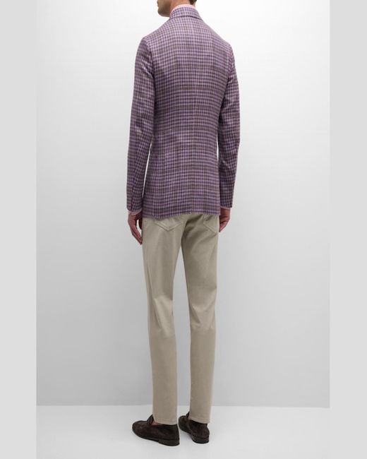 Isaia Purple Check Wool-Blend Sport Coat for men