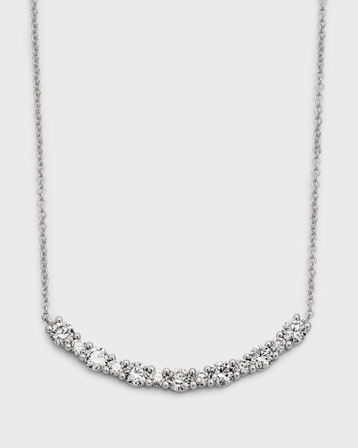 Neiman Marcus 18k White Gold Round Diamond Smiley Bar Necklace, 1.35tcw