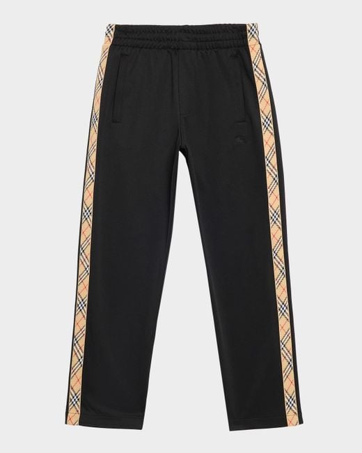 Burberry Black Check-Trim Jersey Trousers for men