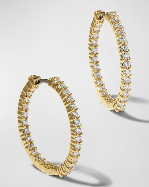 Roberto Coin Metallic 25mm Yellow Gold Diamond Hoop Earrings, 1.53ct