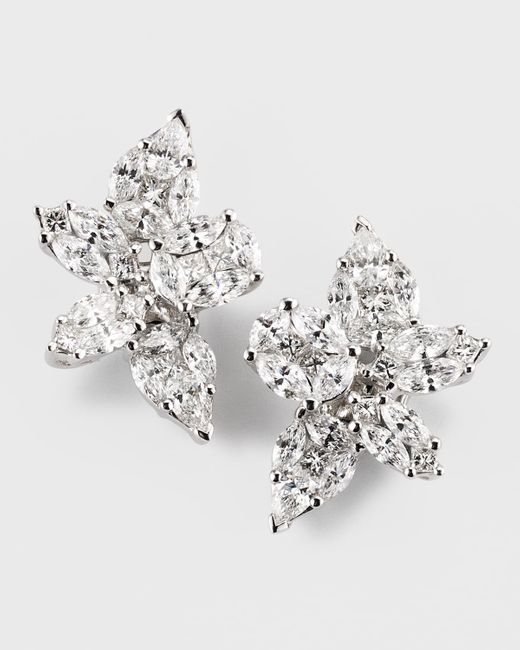 Zydo Metallic 18k White Gold Diamond Cluster Earrings, 2.12tcw