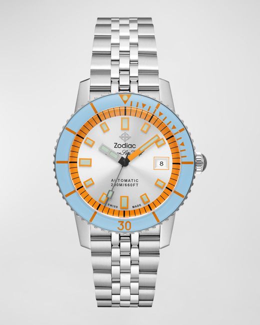 Zodiac White Super Sea Wolf Compression Automatic Bracelet Watch, 40mm for men
