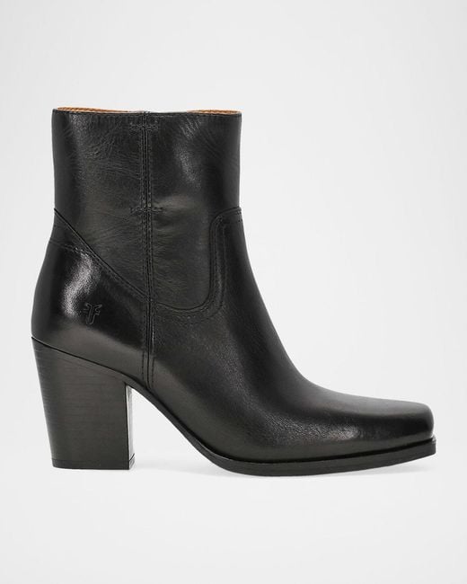 Frye Black Shiloh Soft Leather Zip Booties
