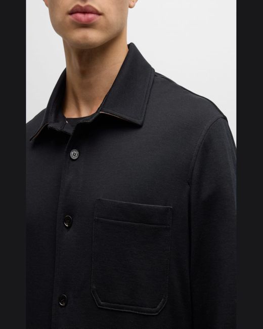 Baldassari Black Silk Double Jersey Overshirt for men